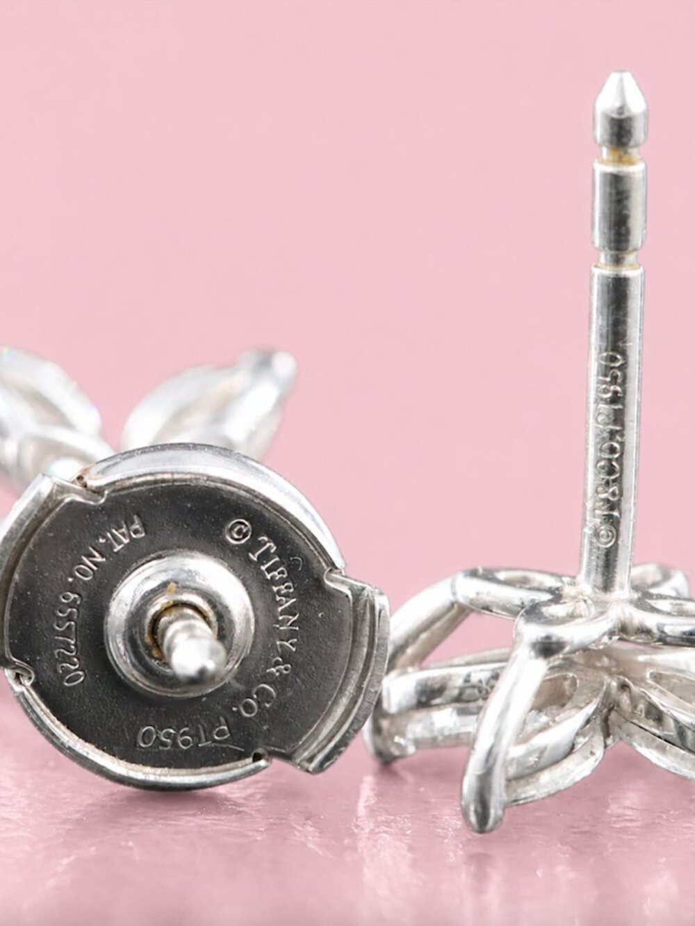 Tiffany & Co. Platinum Diamond Victoria Small Stud Earrings - Picture 5 of 6